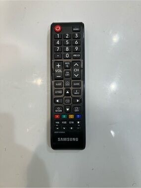 Samsung Black Remote with Red Power Button and Multicolor Function Keys